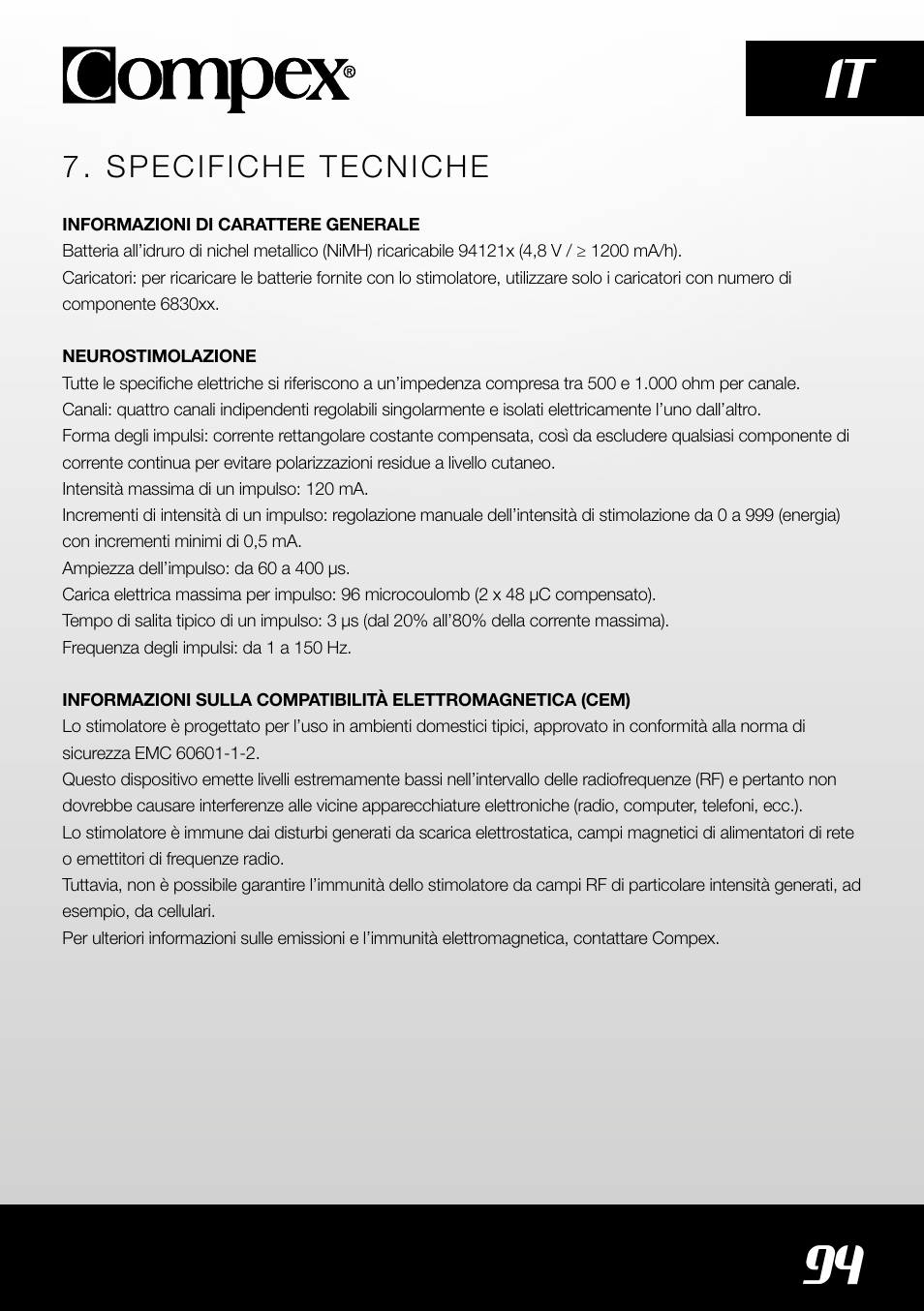 94 it | Compex SP4.0 User Manual | Page 96 / 226