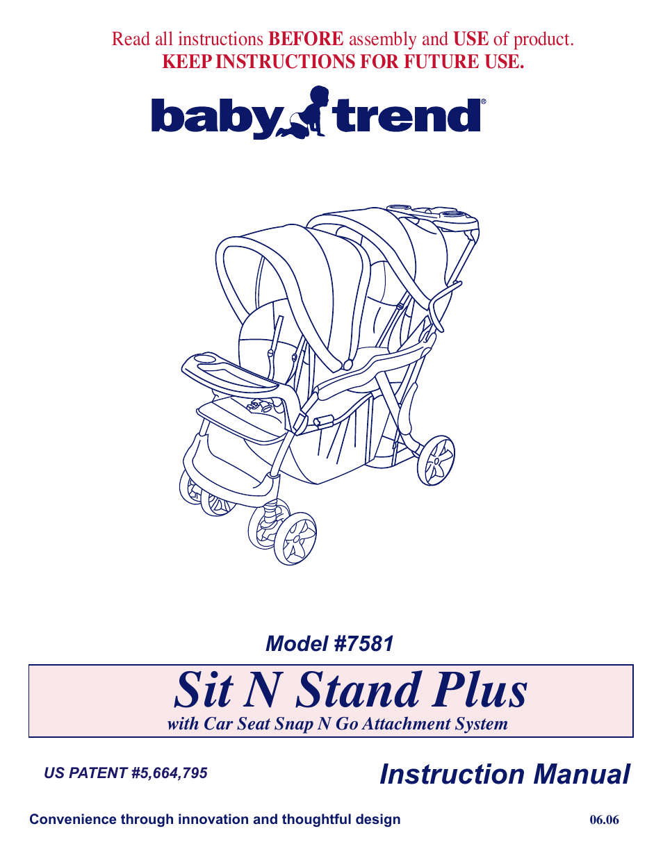 Baby Trend Sit N Stand Plus 7581 User Manual | 8 pages