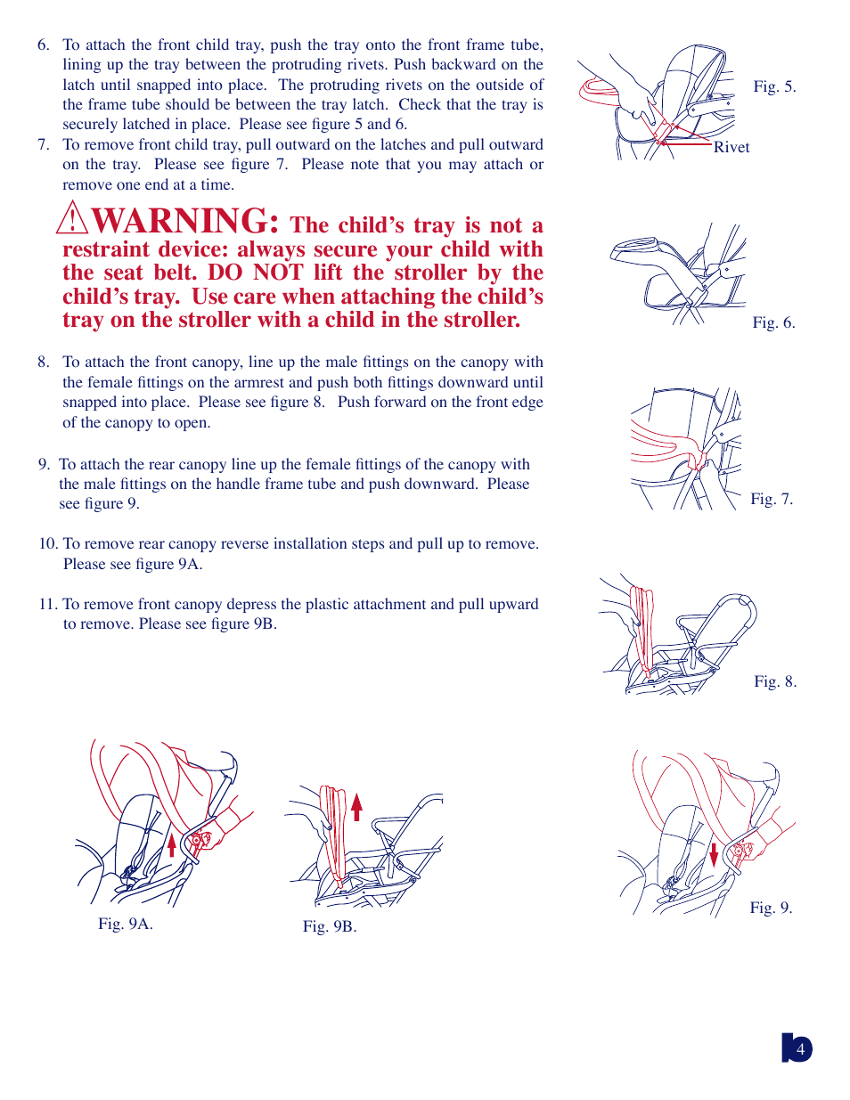 Warning | Baby Trend Sit N Stand Plus 7581 User Manual | Page 4 / 8