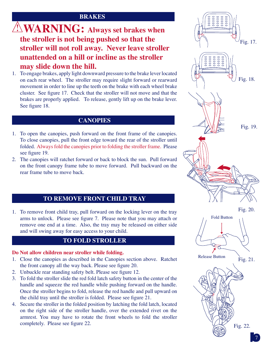 Warning | Baby Trend Sit N Stand Plus 7581 User Manual | Page 7 / 8