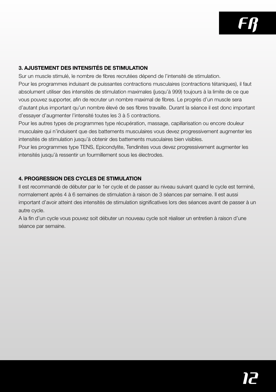 12 fr | Compex SP4.0 User Manual | Page 13 / 76