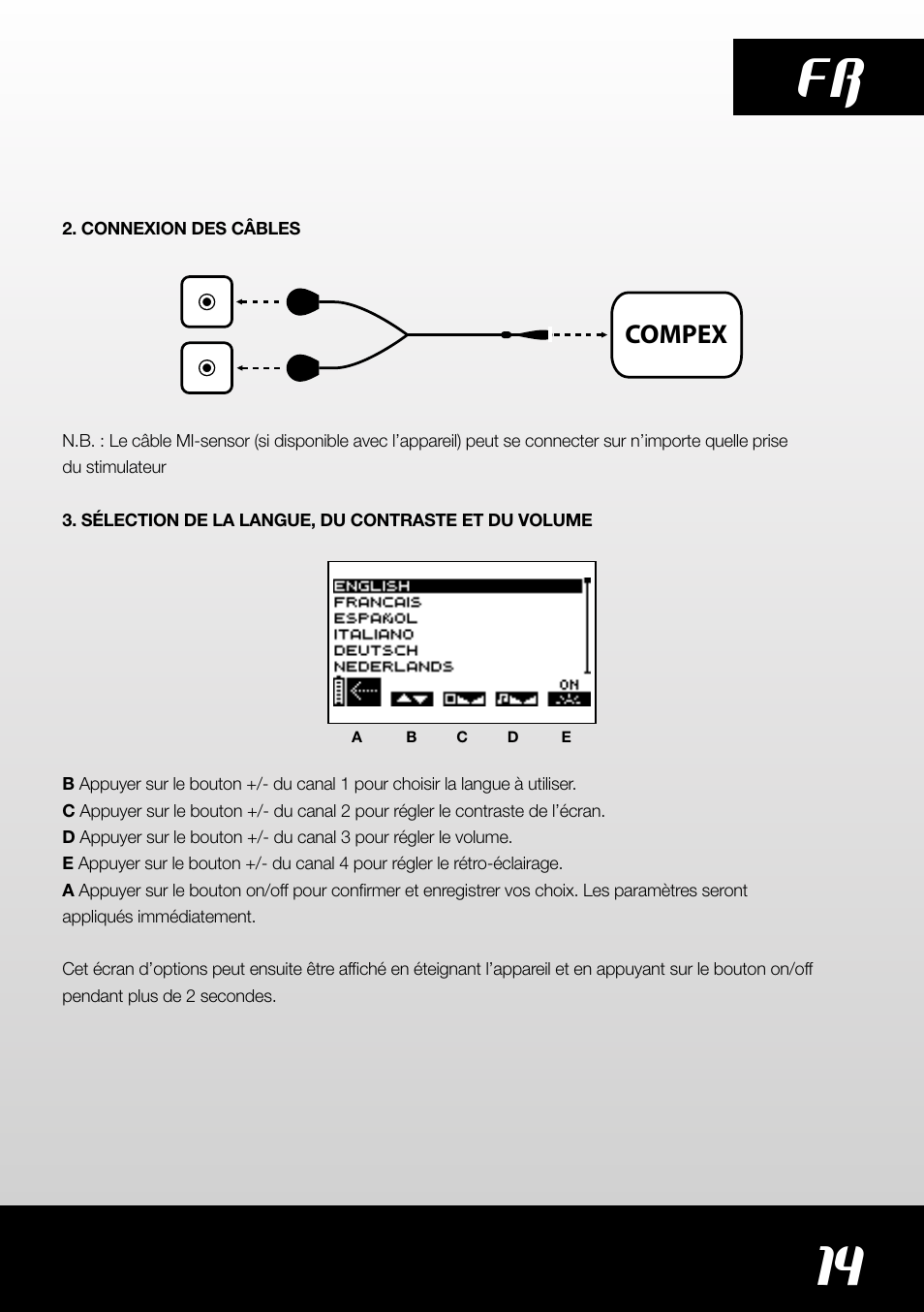 14 fr | Compex SP4.0 User Manual | Page 15 / 76