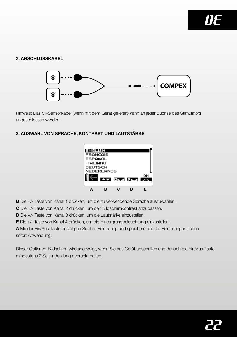 22 de | Compex SP4.0 User Manual | Page 23 / 76