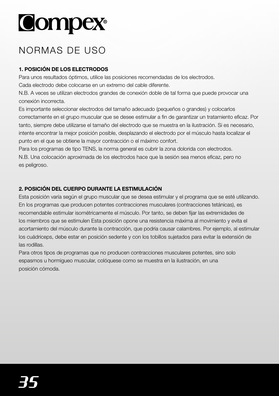 Compex SP4.0 User Manual | Page 36 / 76