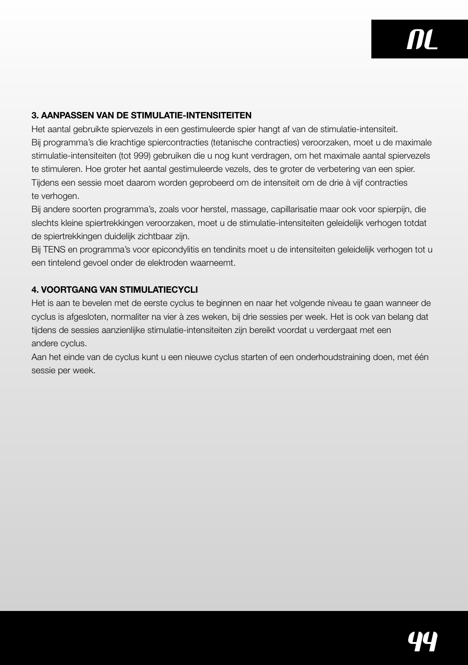 44 nl | Compex SP4.0 User Manual | Page 45 / 76