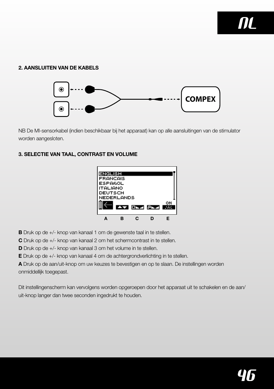 46 nl | Compex SP4.0 User Manual | Page 47 / 76