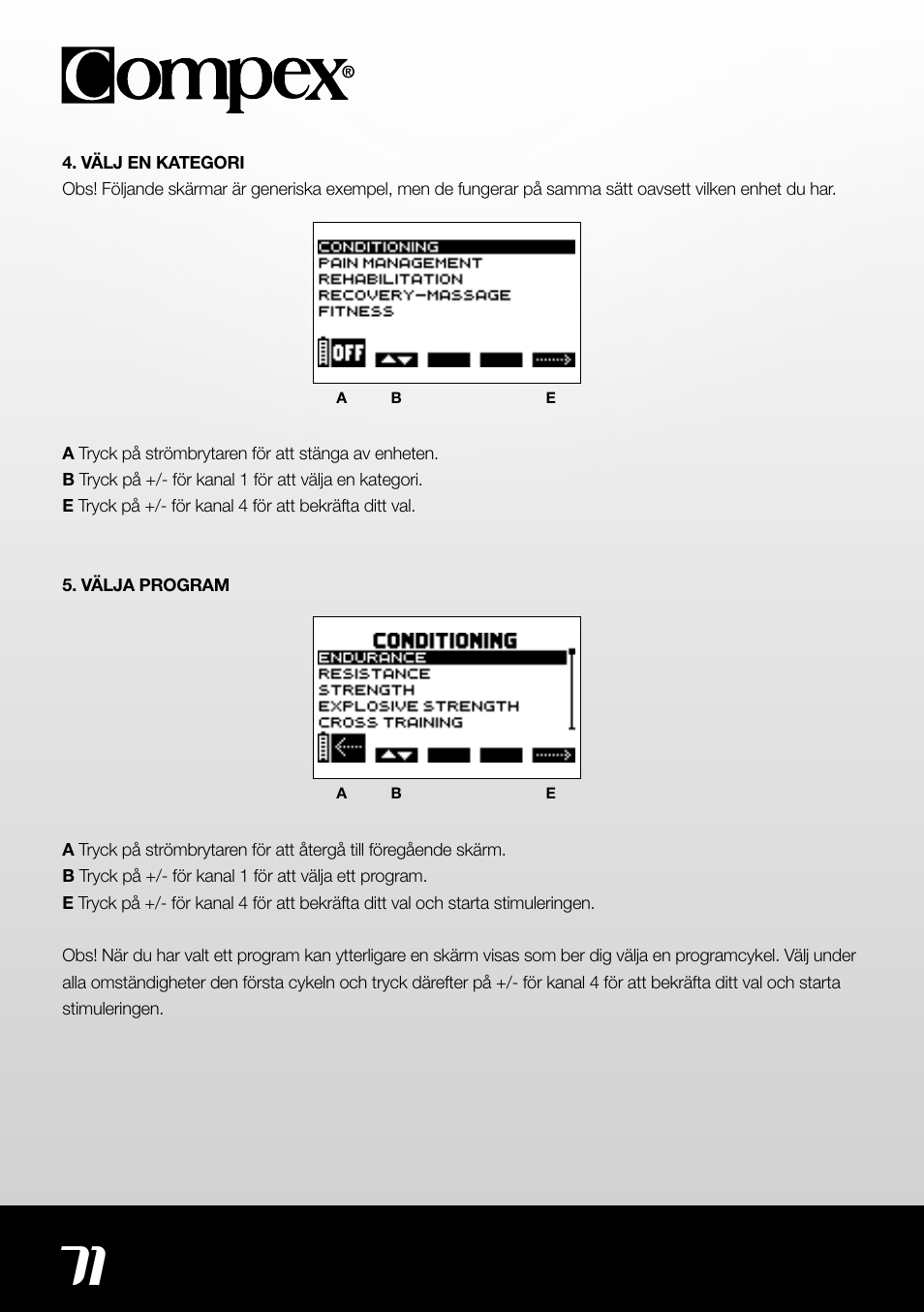 Compex SP4.0 User Manual | Page 72 / 76