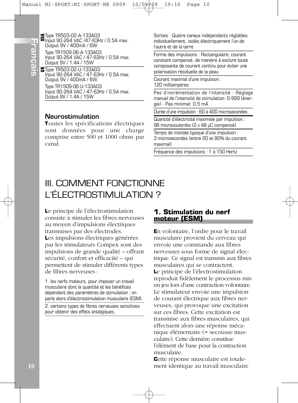 Iii. comment fonctionne l’électrostimulation | Compex mi-Sport User Manual | Page 10 / 176