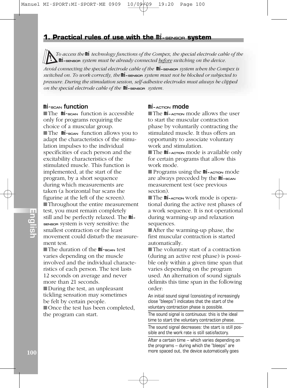 En g lis h | Compex mi-Sport User Manual | Page 100 / 176