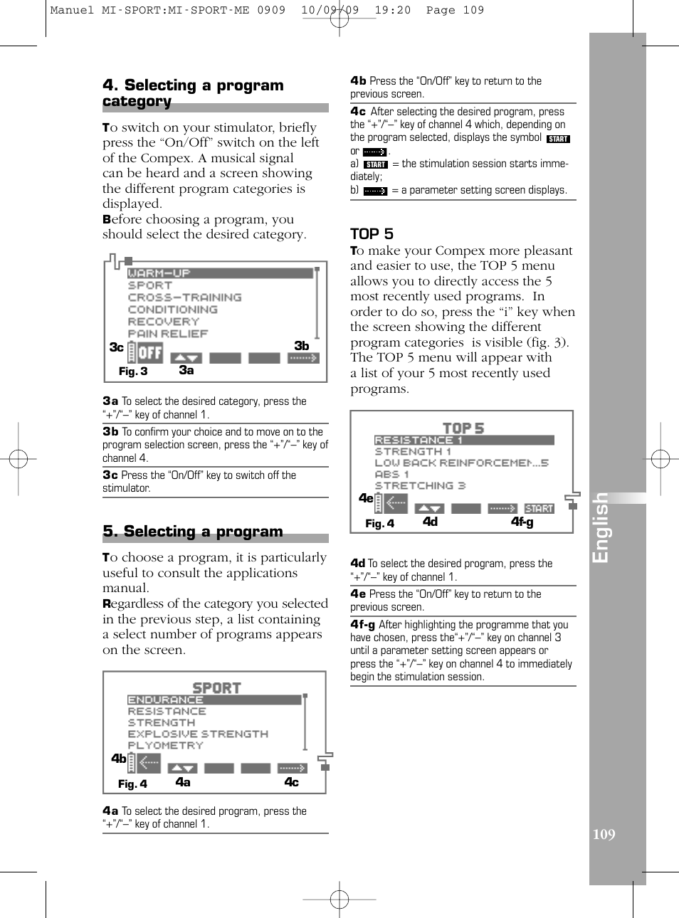 En g li s h | Compex mi-Sport User Manual | Page 109 / 176