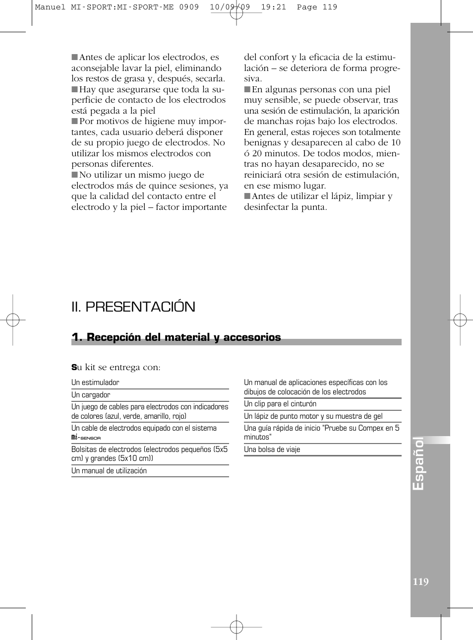 Ii. presentación | Compex mi-Sport User Manual | Page 119 / 176