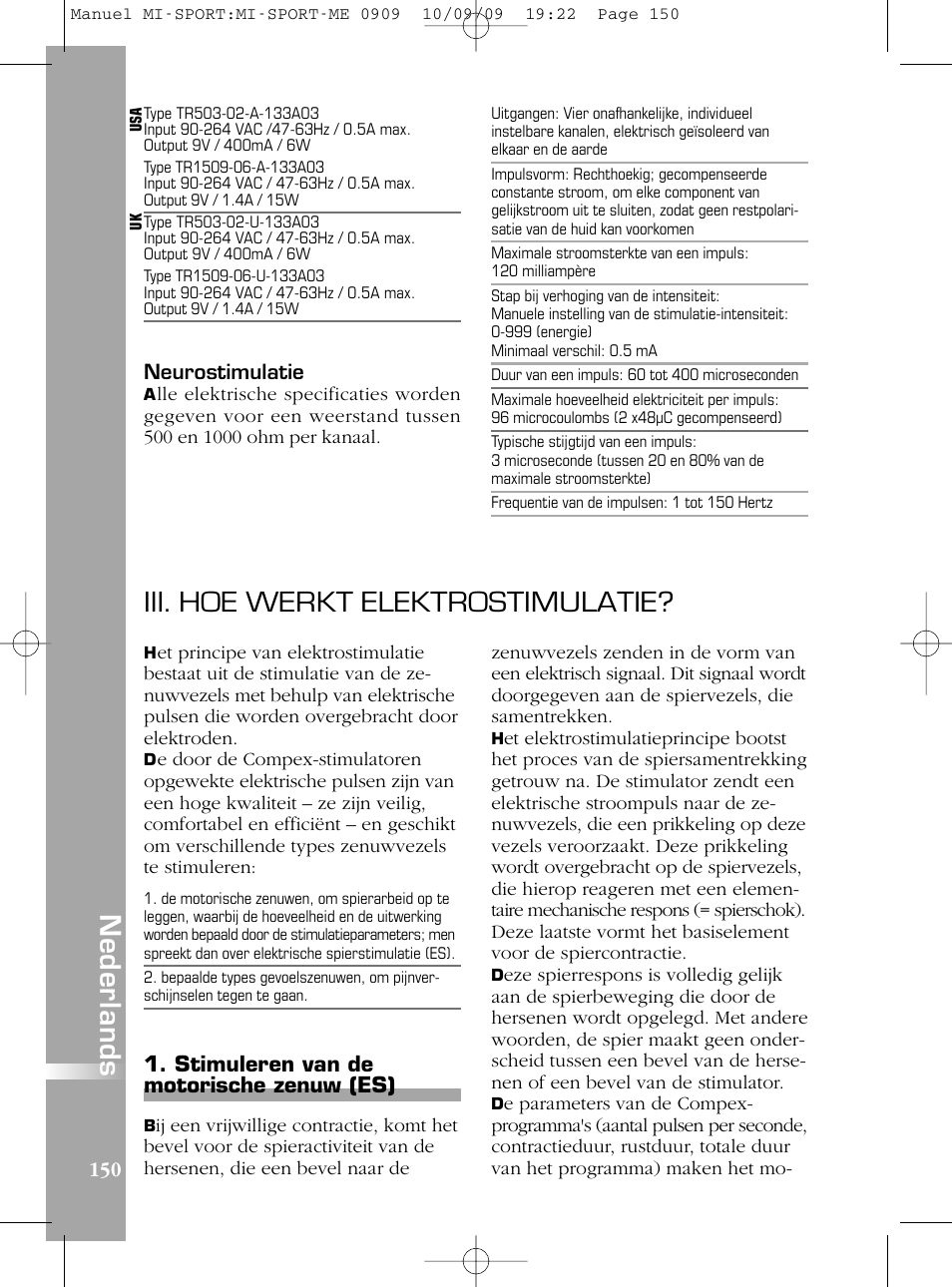 Iii. hoe werkt elektrostimulatie | Compex mi-Sport User Manual | Page 150 / 176