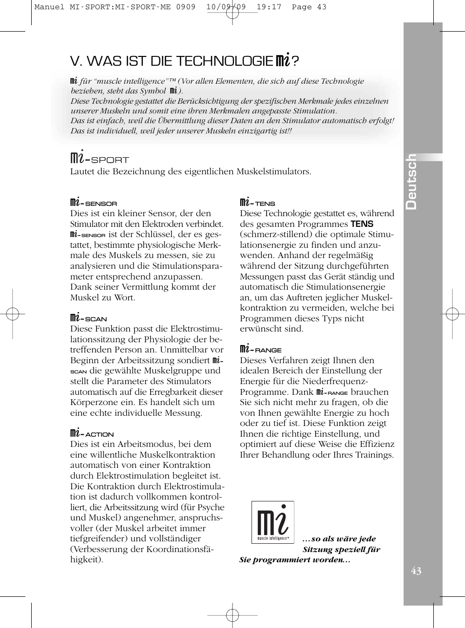 V. was ist die technologie, De u ts c h | Compex mi-Sport User Manual | Page 43 / 176