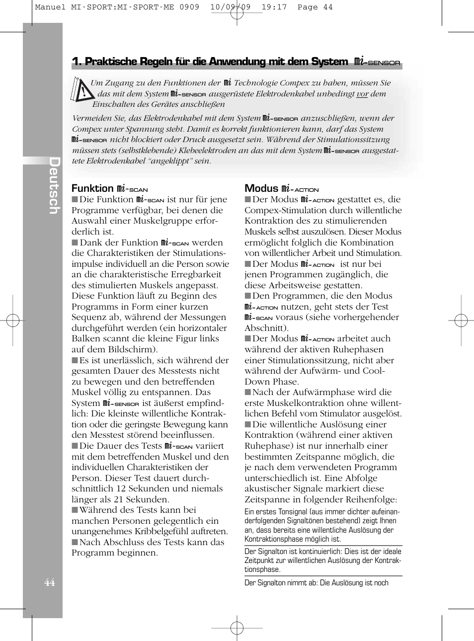 De u ts c h | Compex mi-Sport User Manual | Page 44 / 176