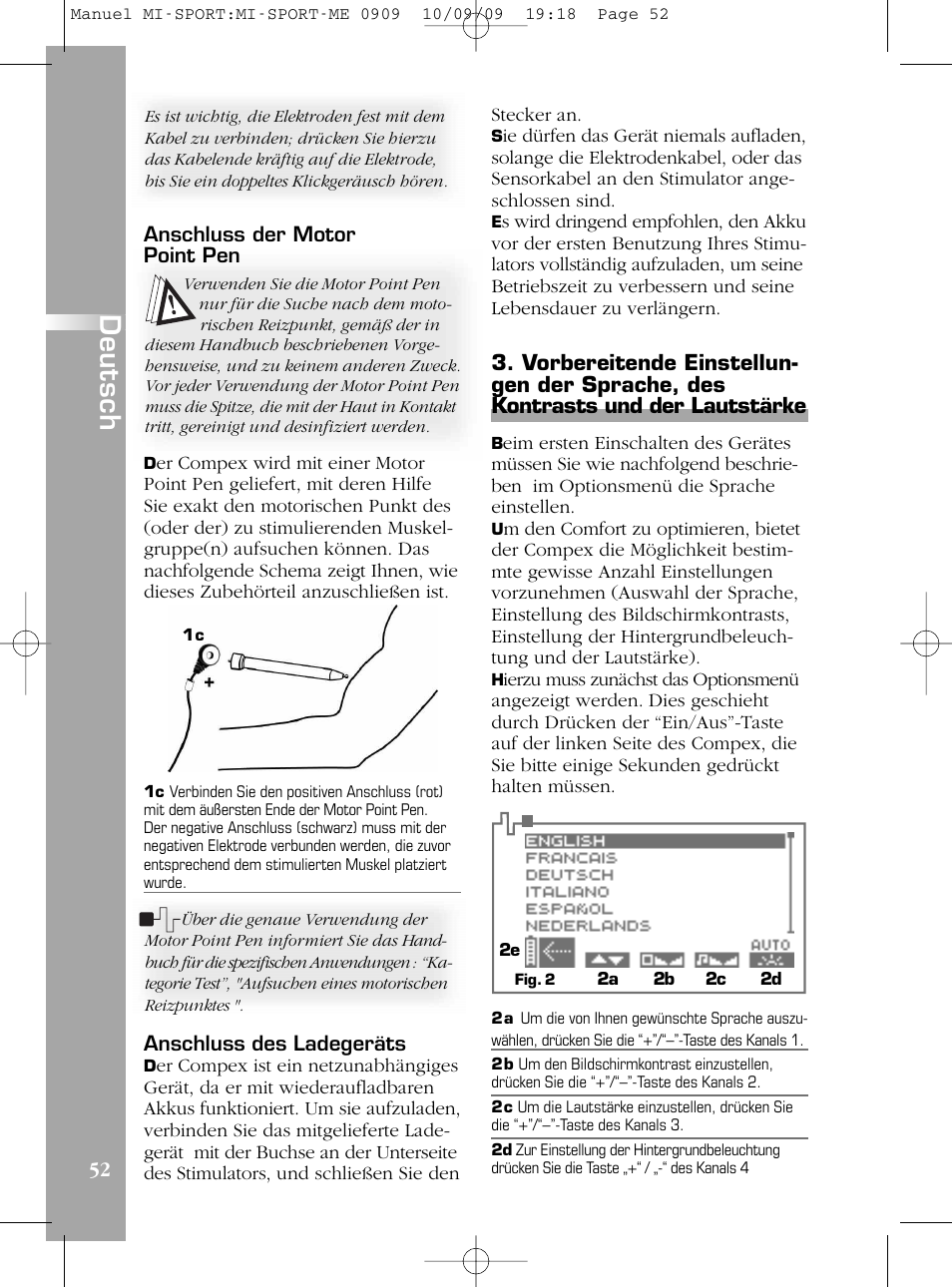 De u ts c h | Compex mi-Sport User Manual | Page 52 / 176