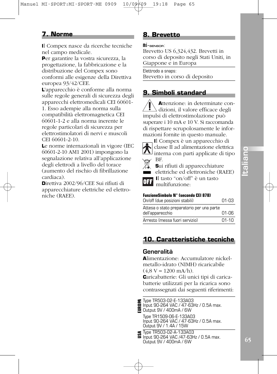 It a li a n o | Compex mi-Sport User Manual | Page 65 / 176