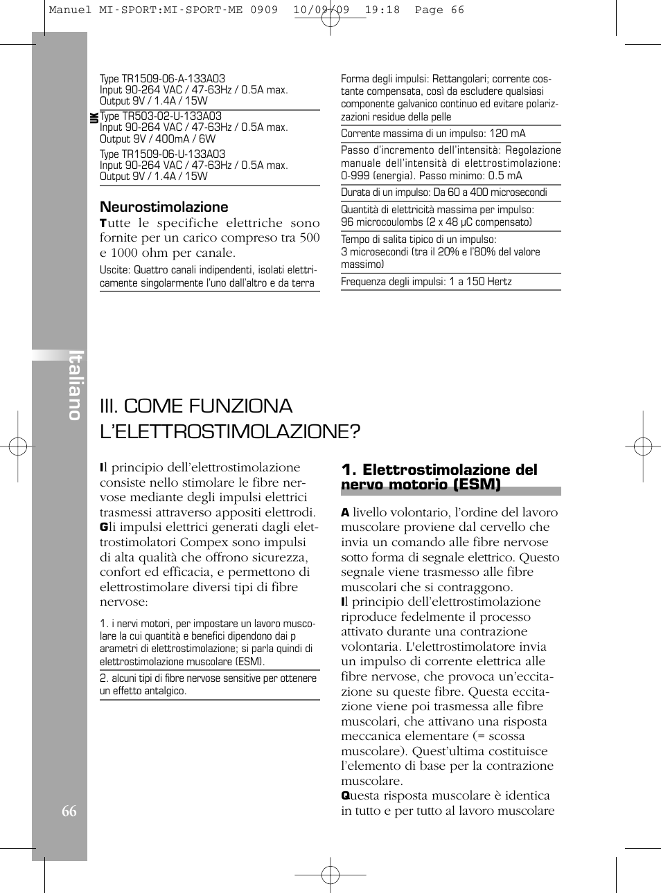 Iii. come funziona l’elettrostimolazione, It a lia n o | Compex mi-Sport User Manual | Page 66 / 176