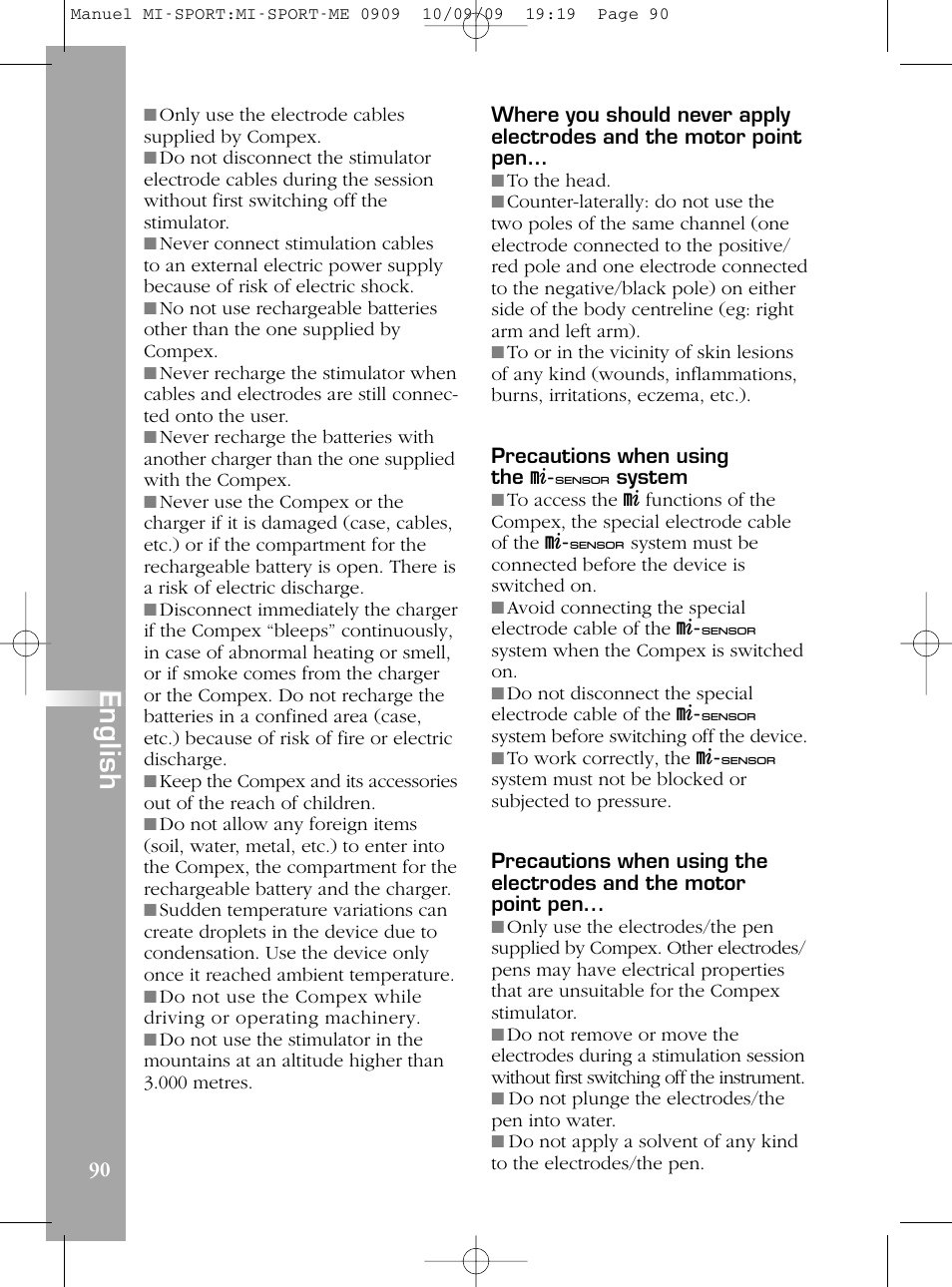 En g lis h | Compex mi-Sport User Manual | Page 90 / 176