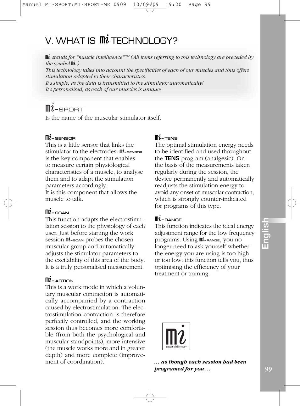 V. what is technology, En g li s h | Compex mi-Sport User Manual | Page 99 / 176