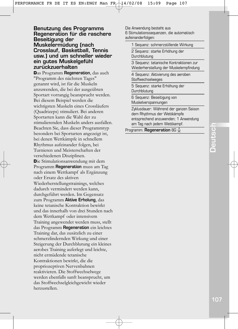 Deutsch | Compex Performance User Manual | Page 109 / 313
