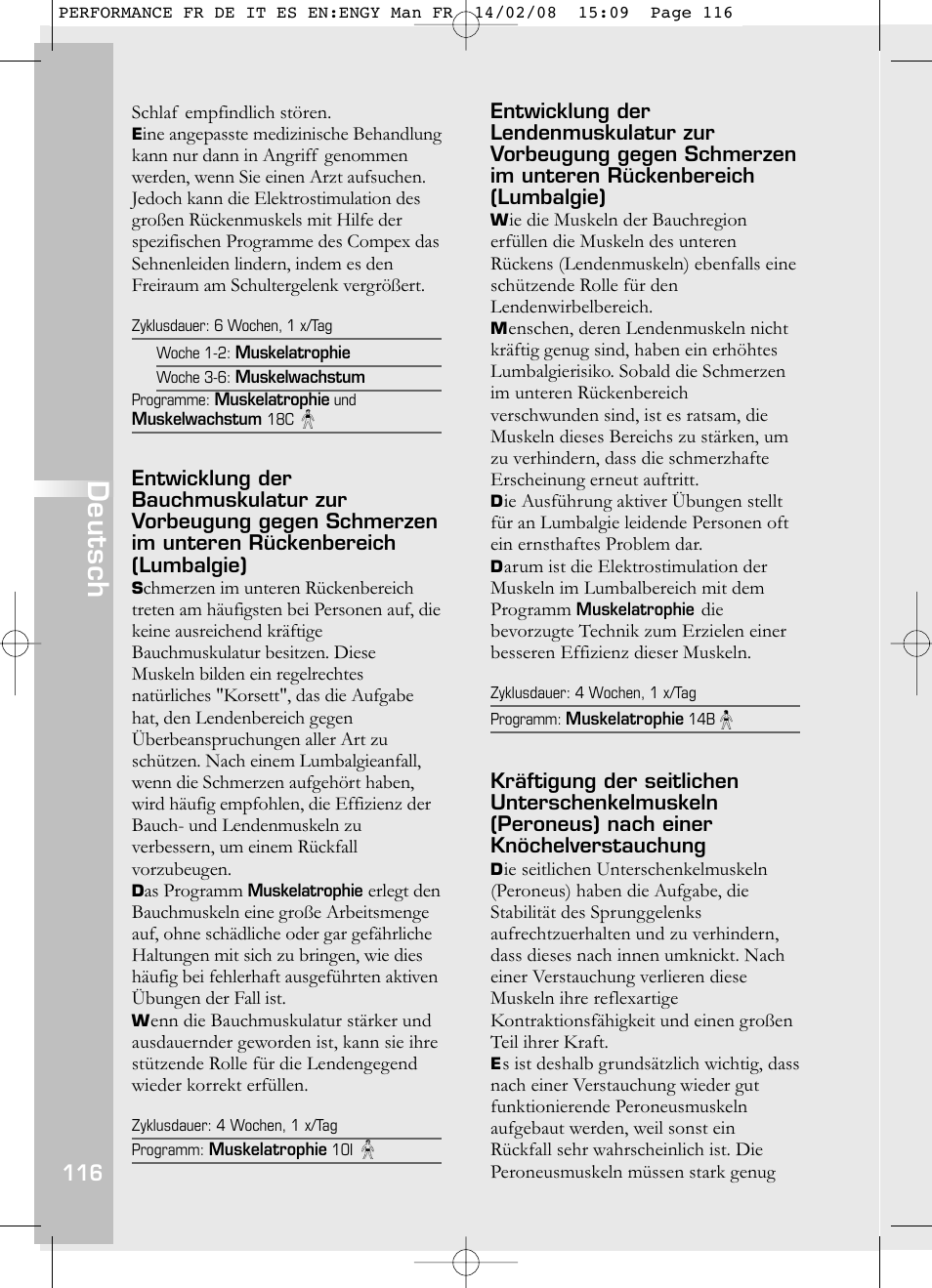 Deutsch | Compex Performance User Manual | Page 118 / 313