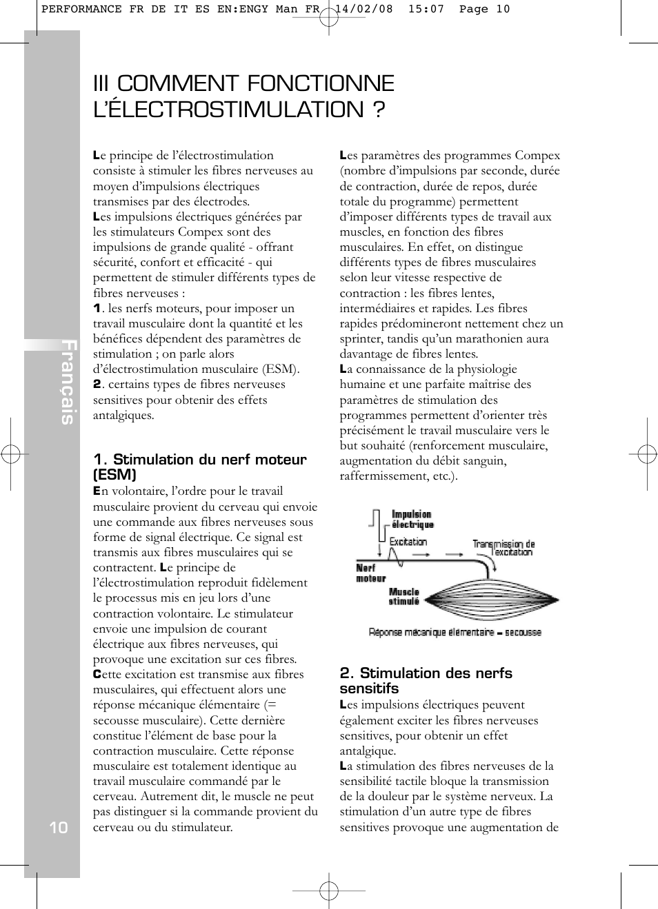 Iii comment fonctionne l’électrostimulation, Français | Compex Performance User Manual | Page 12 / 313