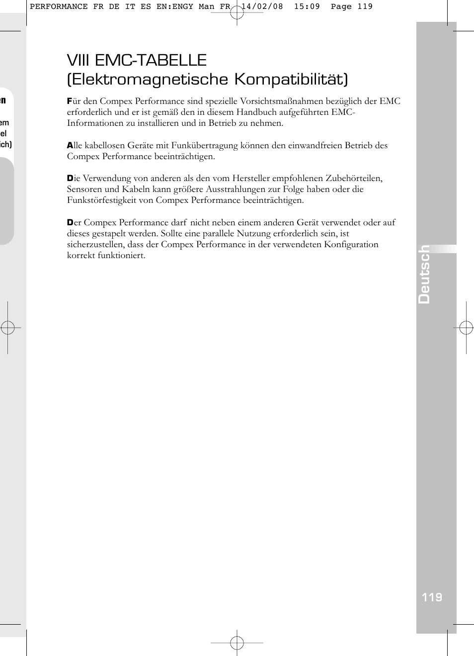 Deutsch | Compex Performance User Manual | Page 121 / 313