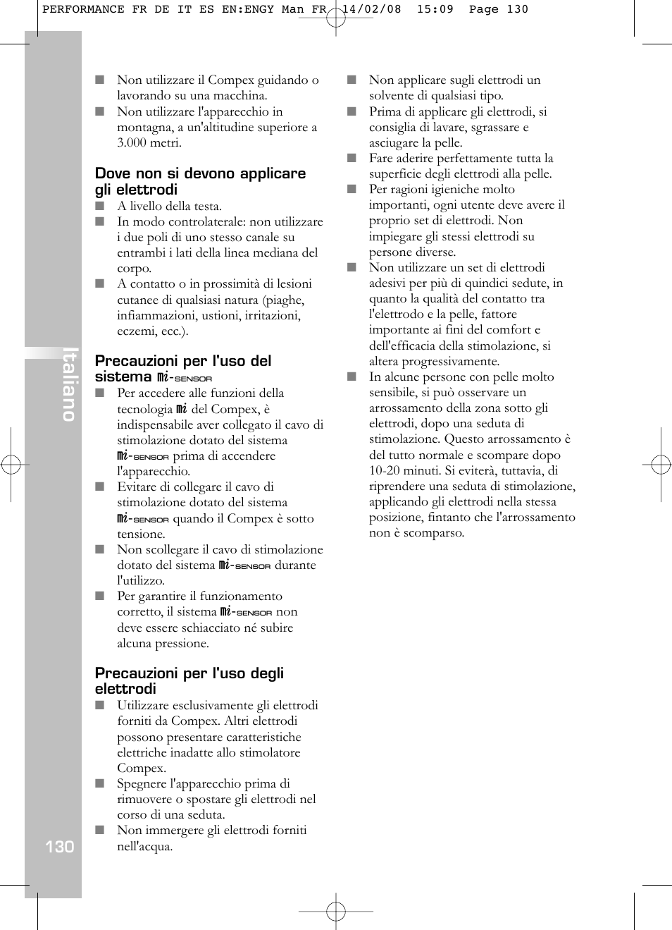 Italiano | Compex Performance User Manual | Page 132 / 313