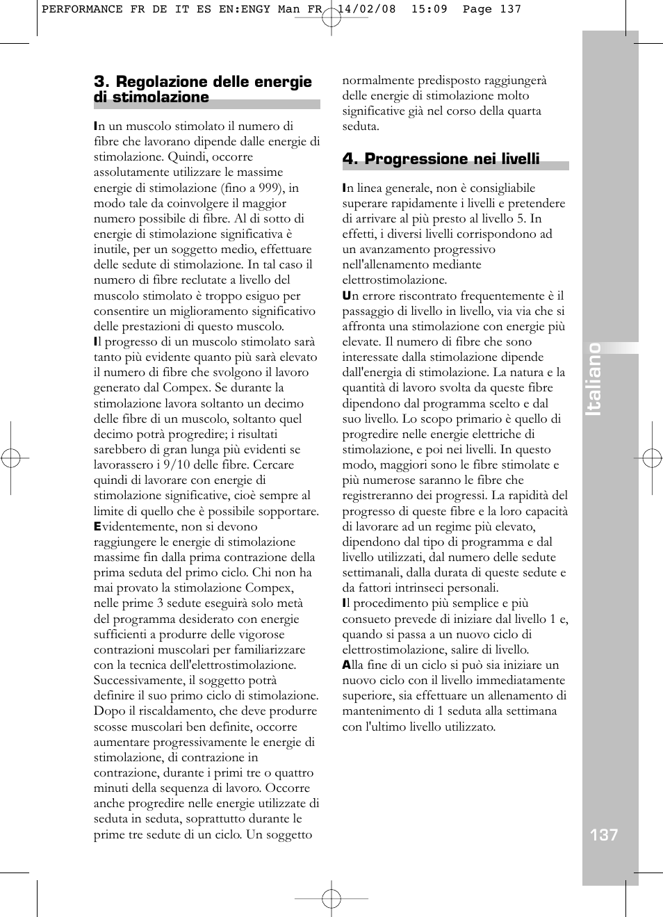 Italiano | Compex Performance User Manual | Page 139 / 313