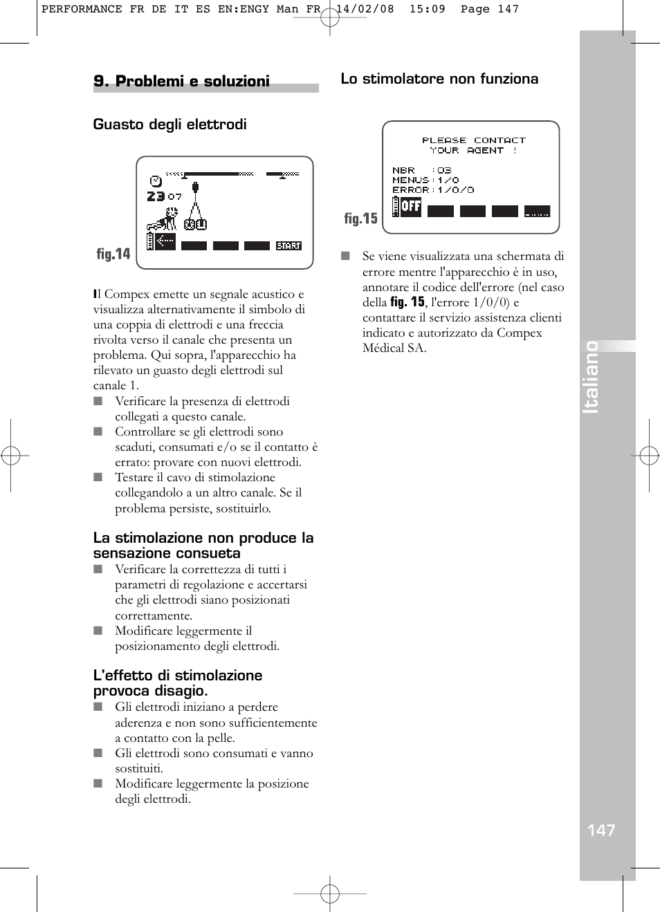 Italiano | Compex Performance User Manual | Page 149 / 313