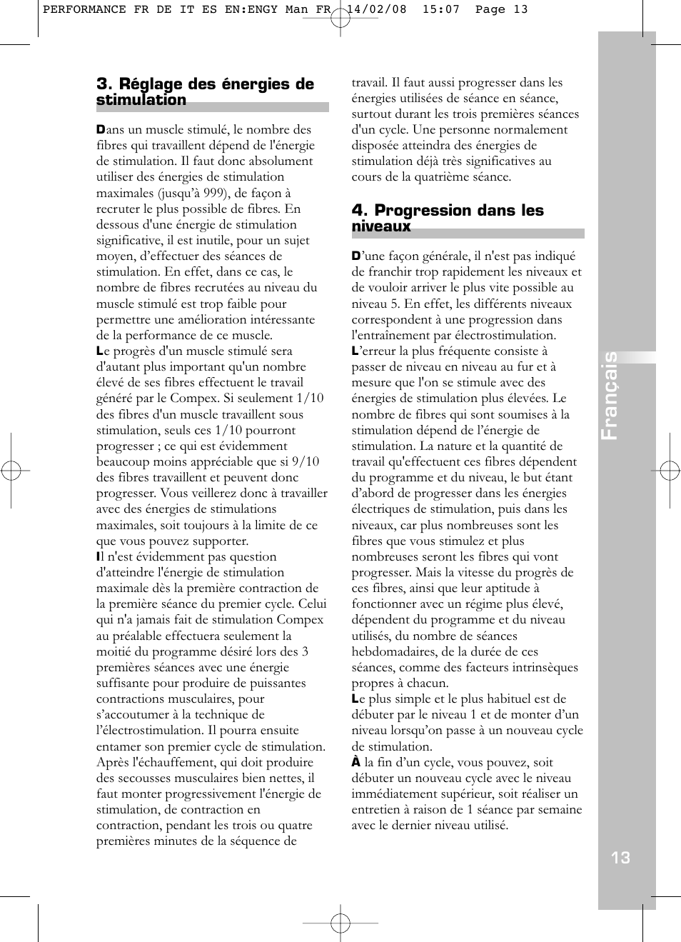 Français | Compex Performance User Manual | Page 15 / 313