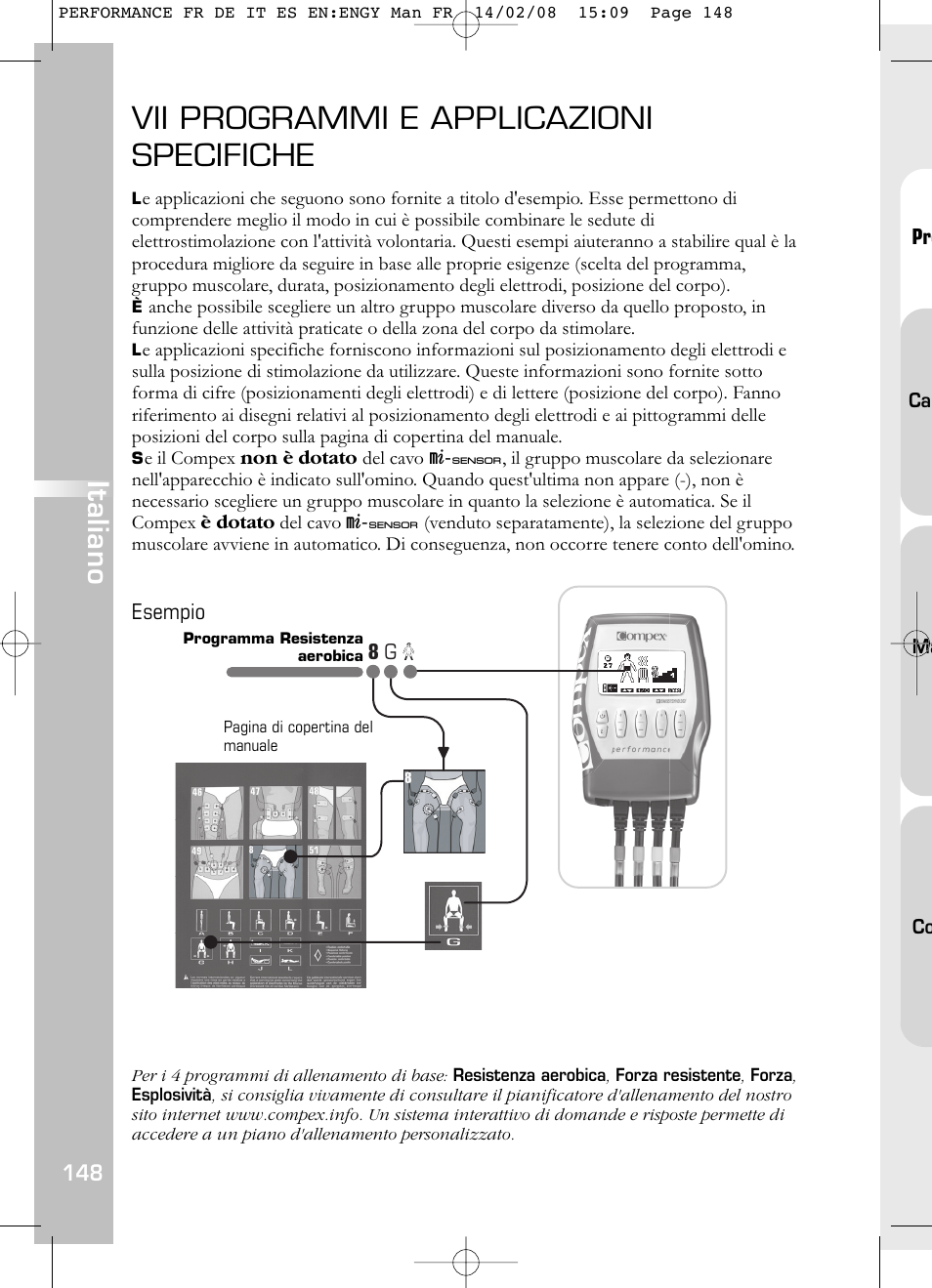 Vii programmi e applicazioni specifiche, Italiano | Compex Performance User Manual | Page 150 / 313