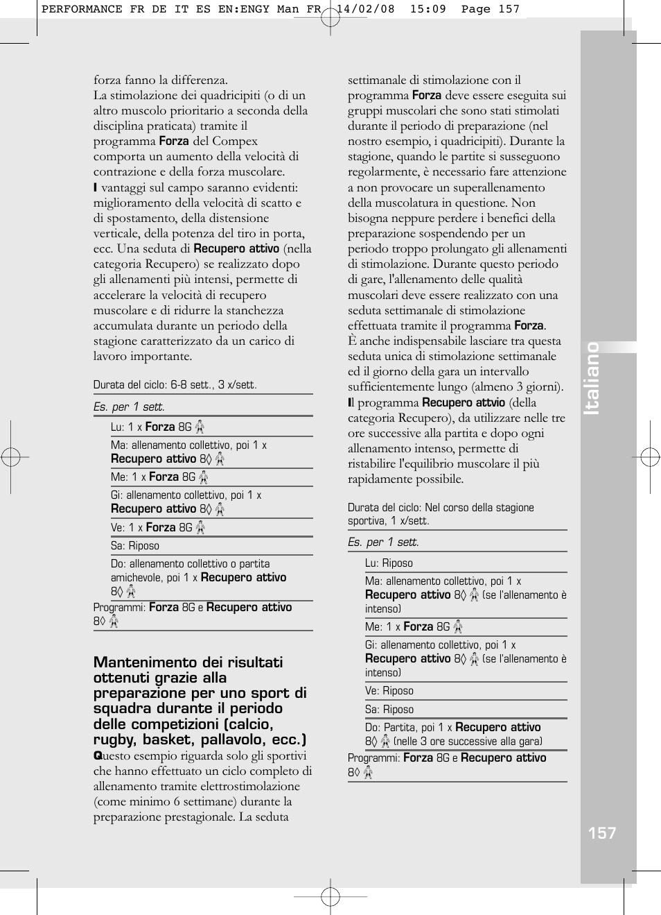 Italiano | Compex Performance User Manual | Page 159 / 313
