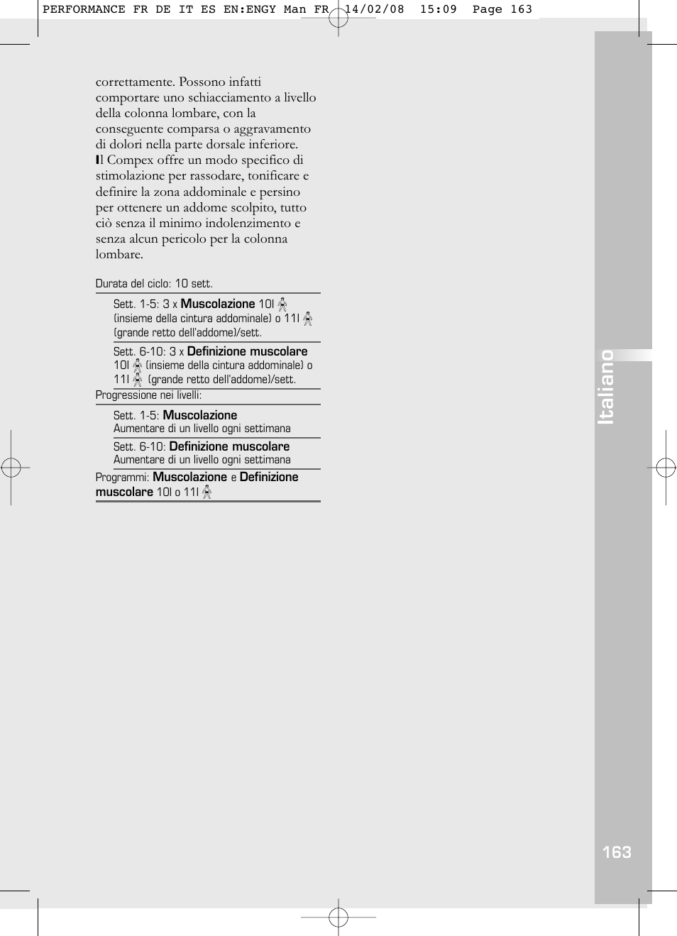 Italiano | Compex Performance User Manual | Page 165 / 313