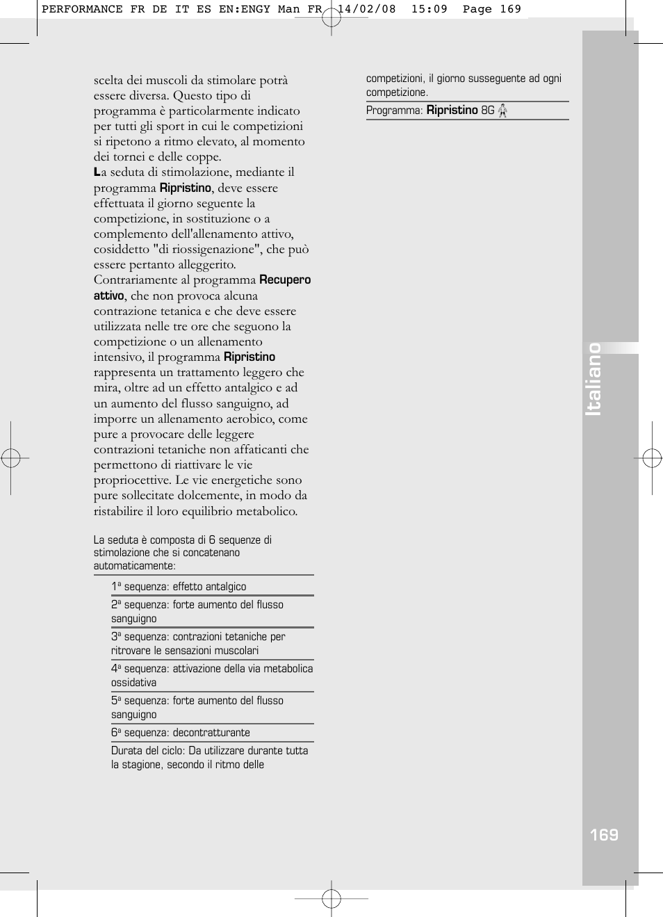 Italiano | Compex Performance User Manual | Page 171 / 313