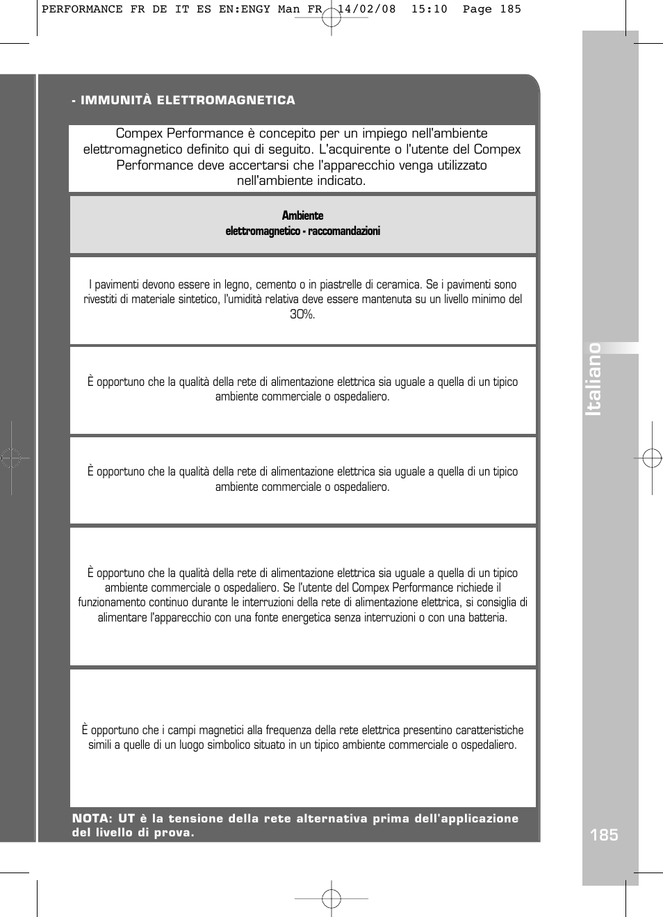 Italiano | Compex Performance User Manual | Page 187 / 313