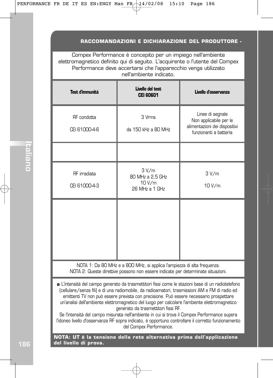 Italiano | Compex Performance User Manual | Page 188 / 313