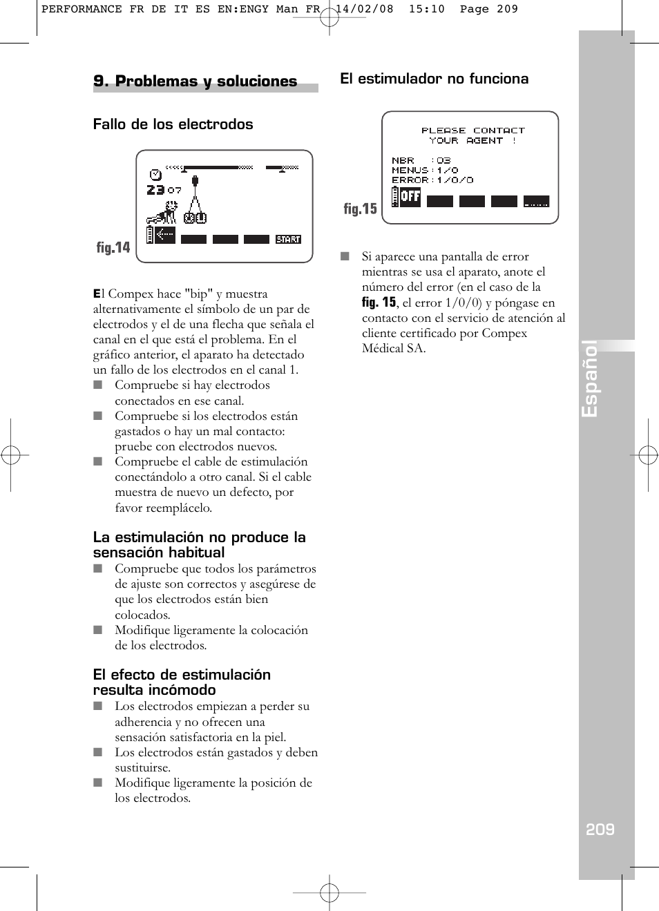 Español | Compex Performance User Manual | Page 211 / 313