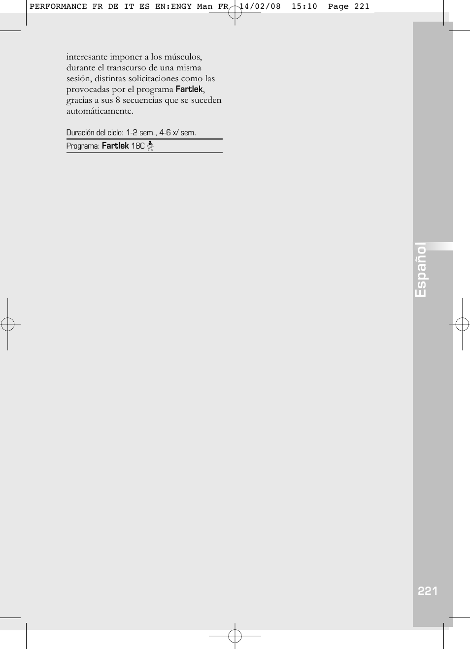 Español | Compex Performance User Manual | Page 223 / 313