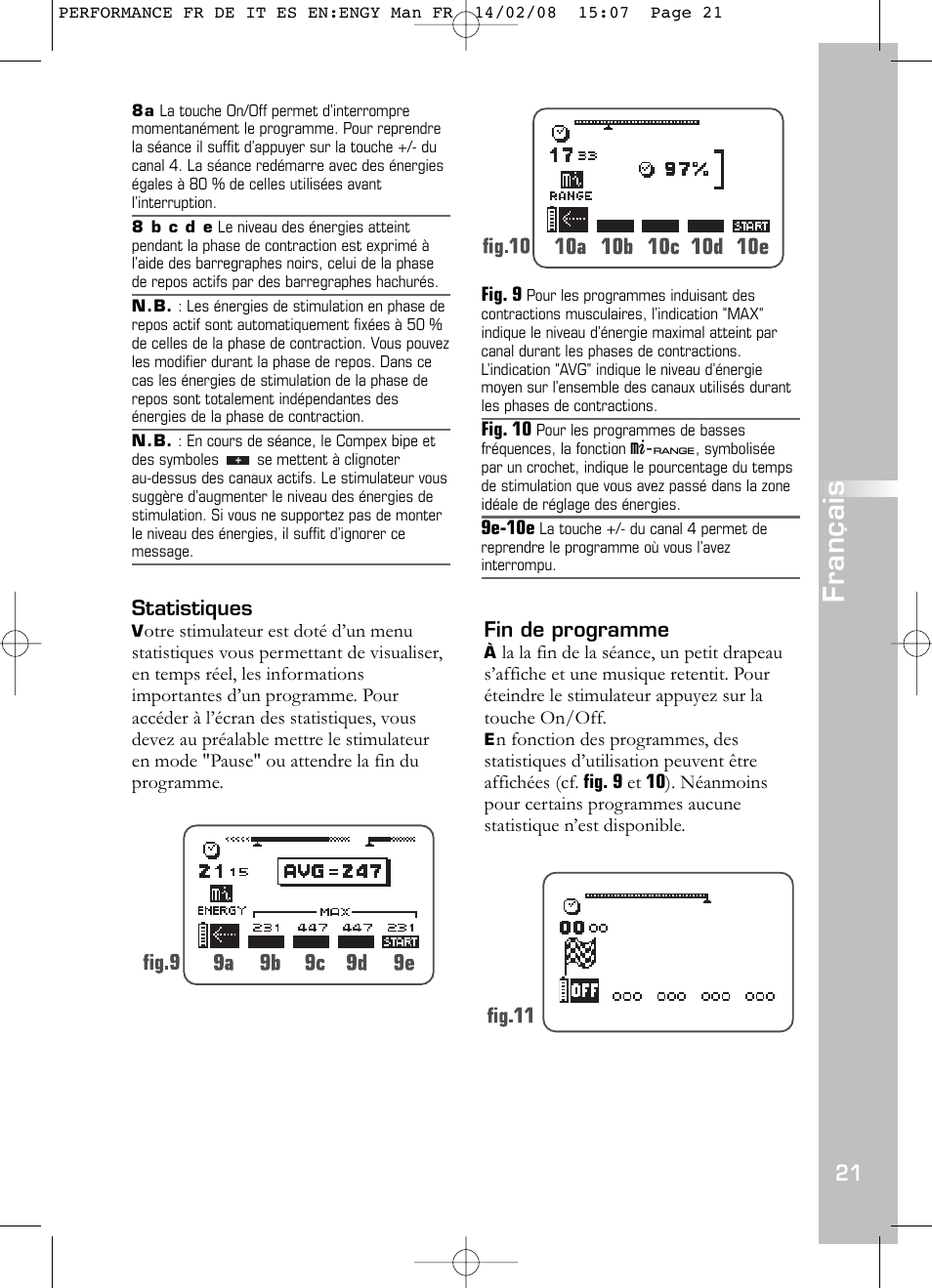 Français | Compex Performance User Manual | Page 23 / 313
