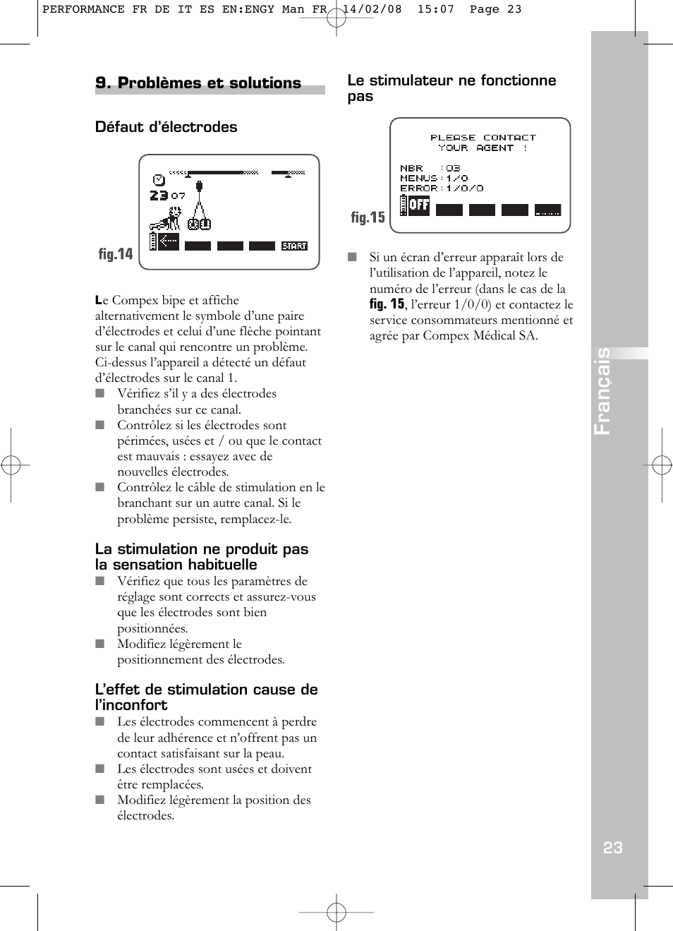 Français | Compex Performance User Manual | Page 25 / 313