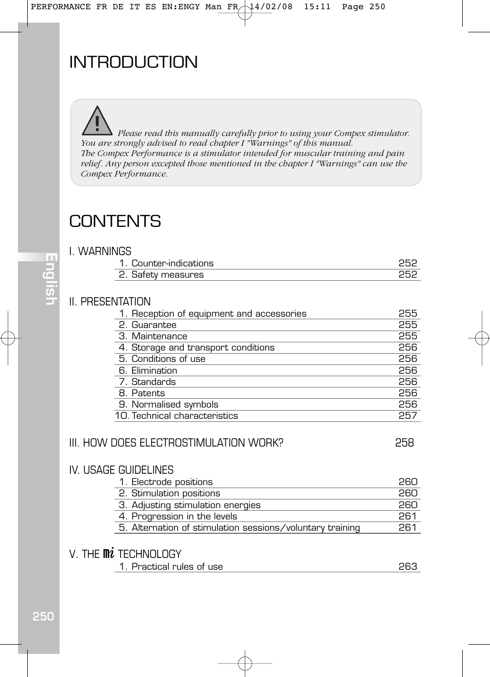 Compex Performance User Manual | Page 252 / 313