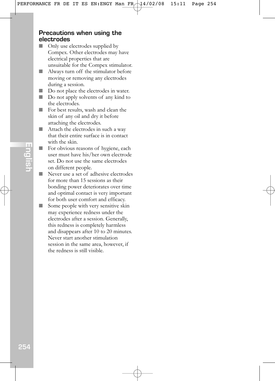 English | Compex Performance User Manual | Page 256 / 313