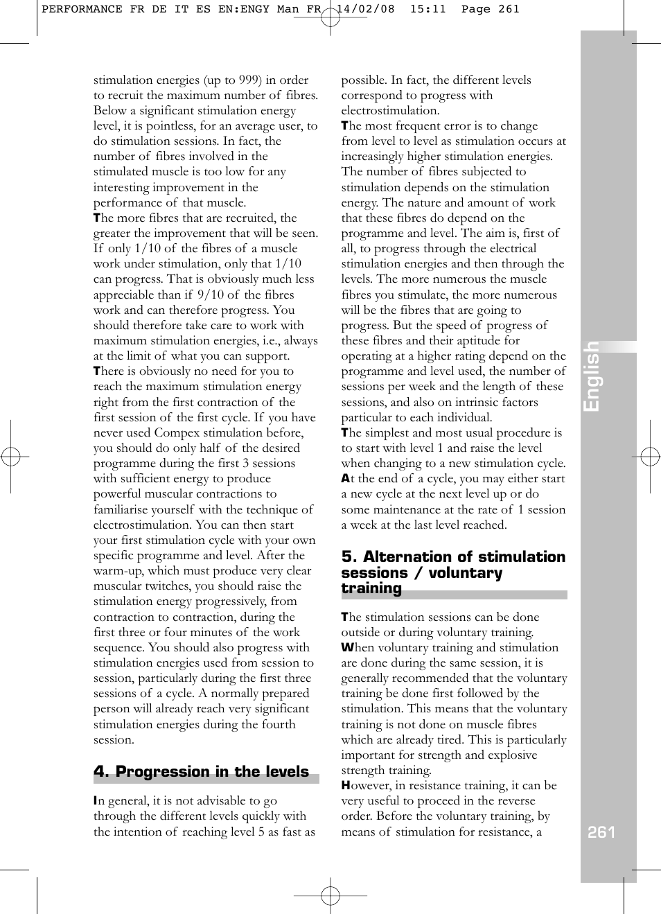 English | Compex Performance User Manual | Page 263 / 313