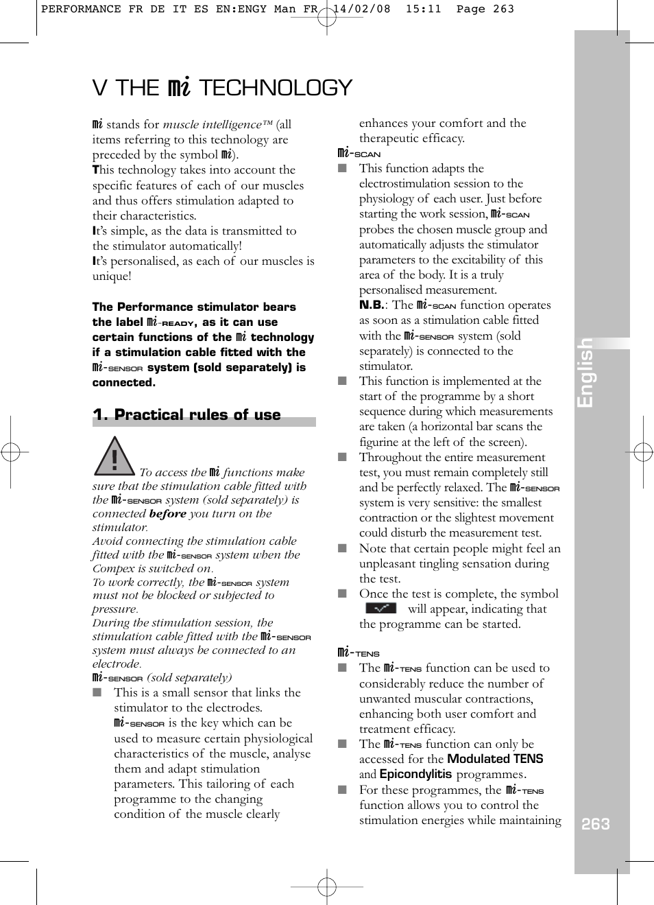 V the, Technology, English | Compex Performance User Manual | Page 265 / 313