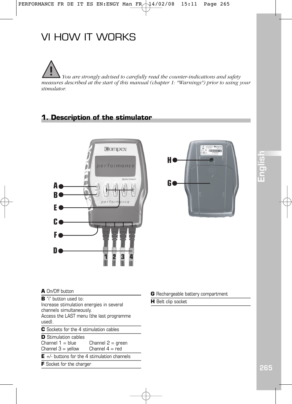 Vi how it works, English | Compex Performance User Manual | Page 267 / 313