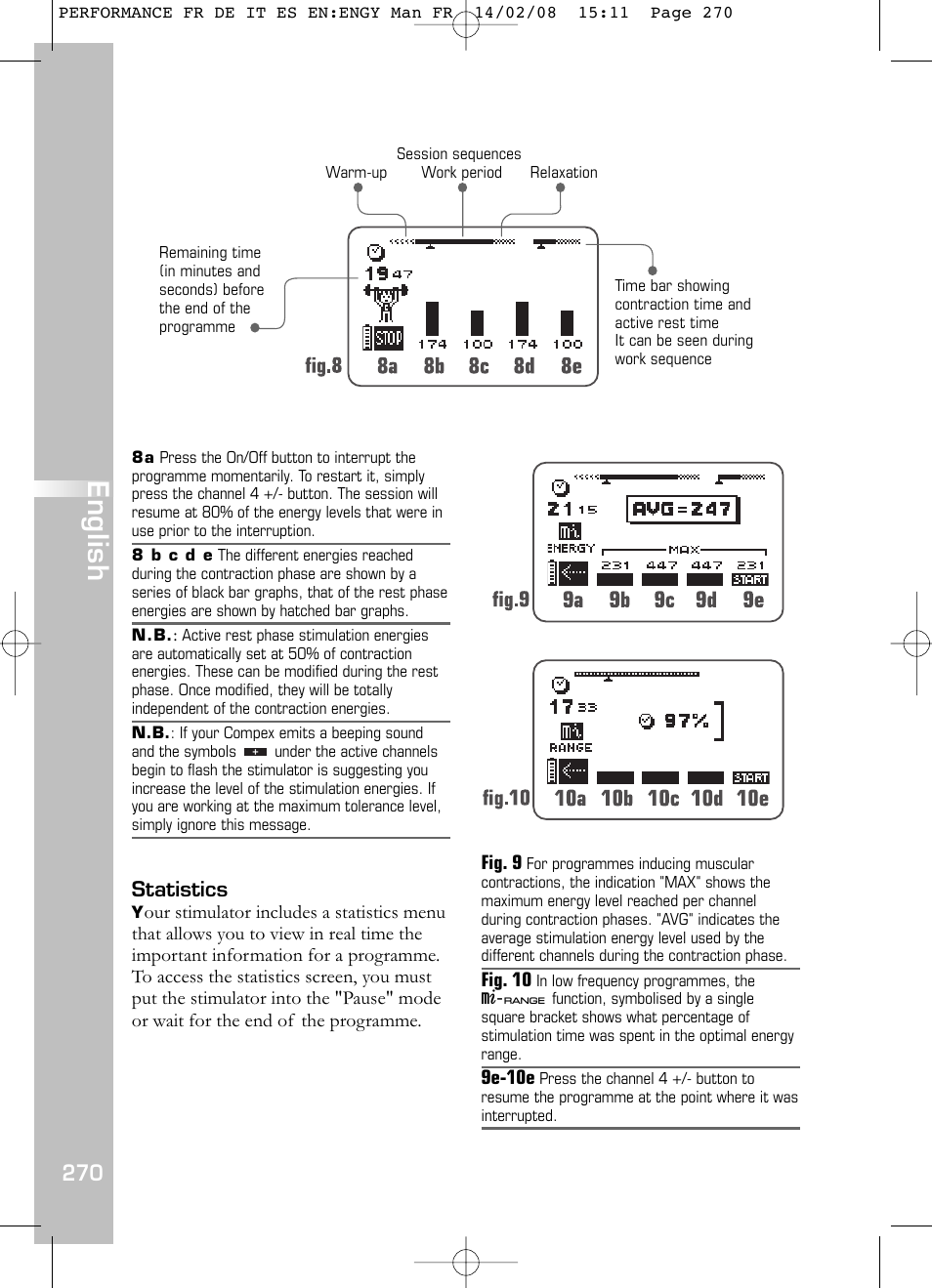 English, Statistics | Compex Performance User Manual | Page 272 / 313