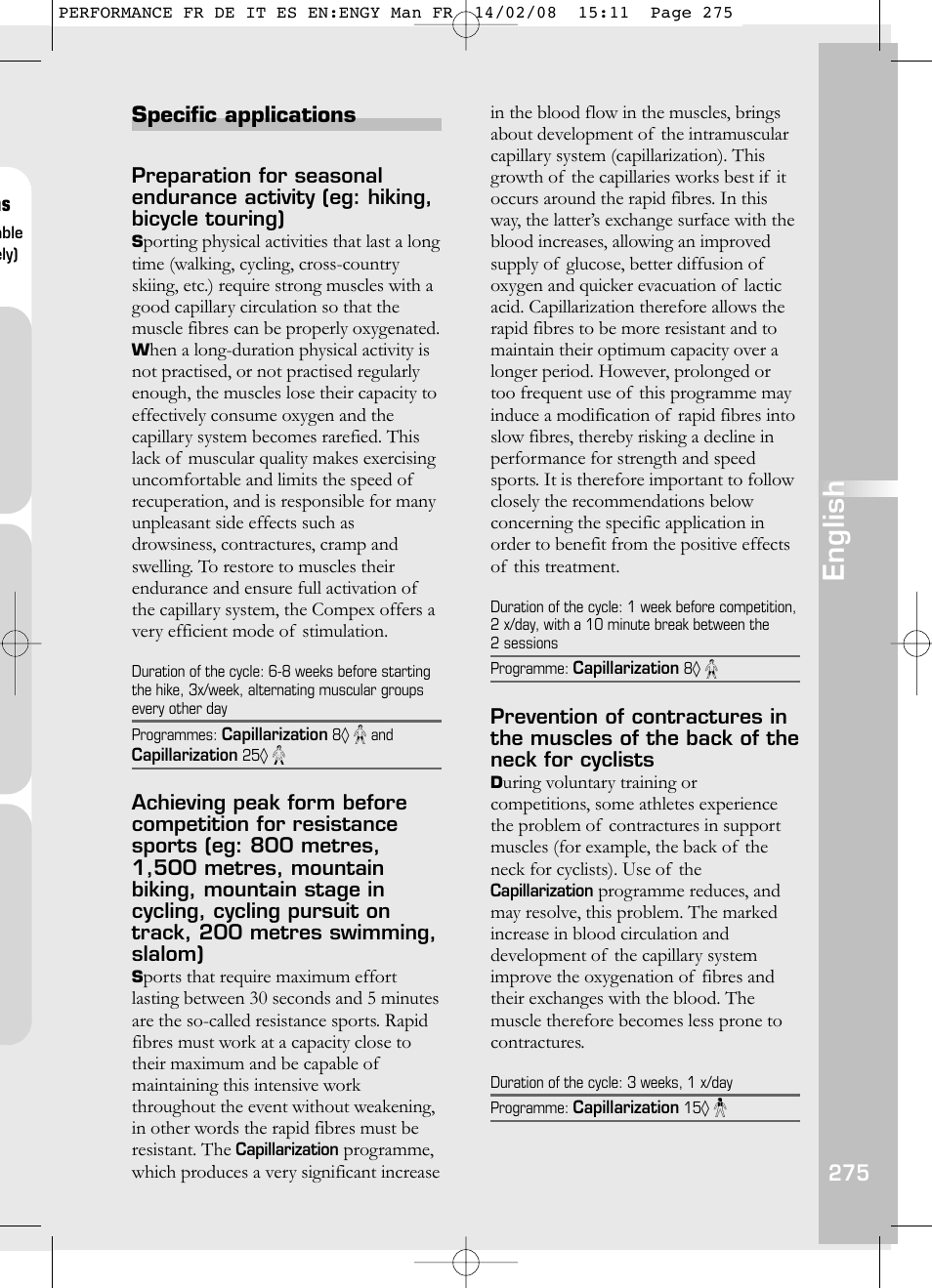 English | Compex Performance User Manual | Page 277 / 313