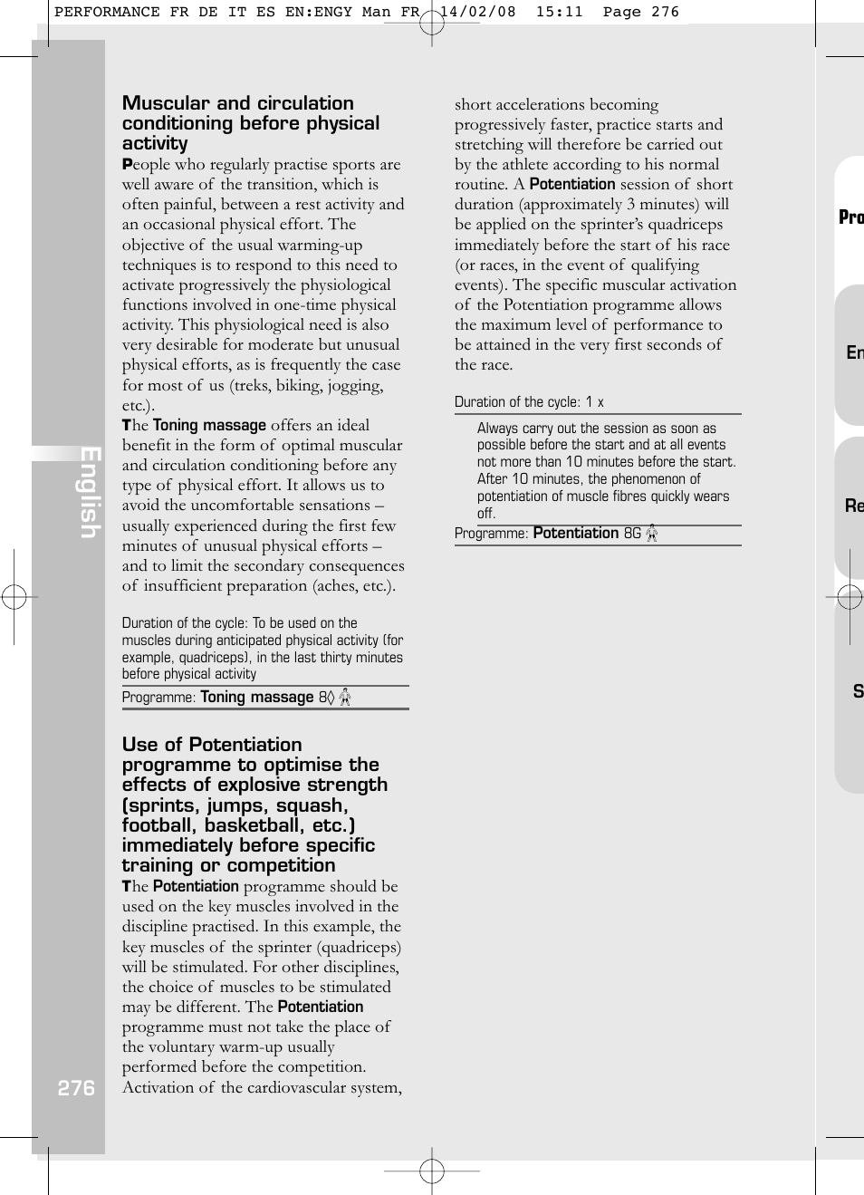 English | Compex Performance User Manual | Page 278 / 313