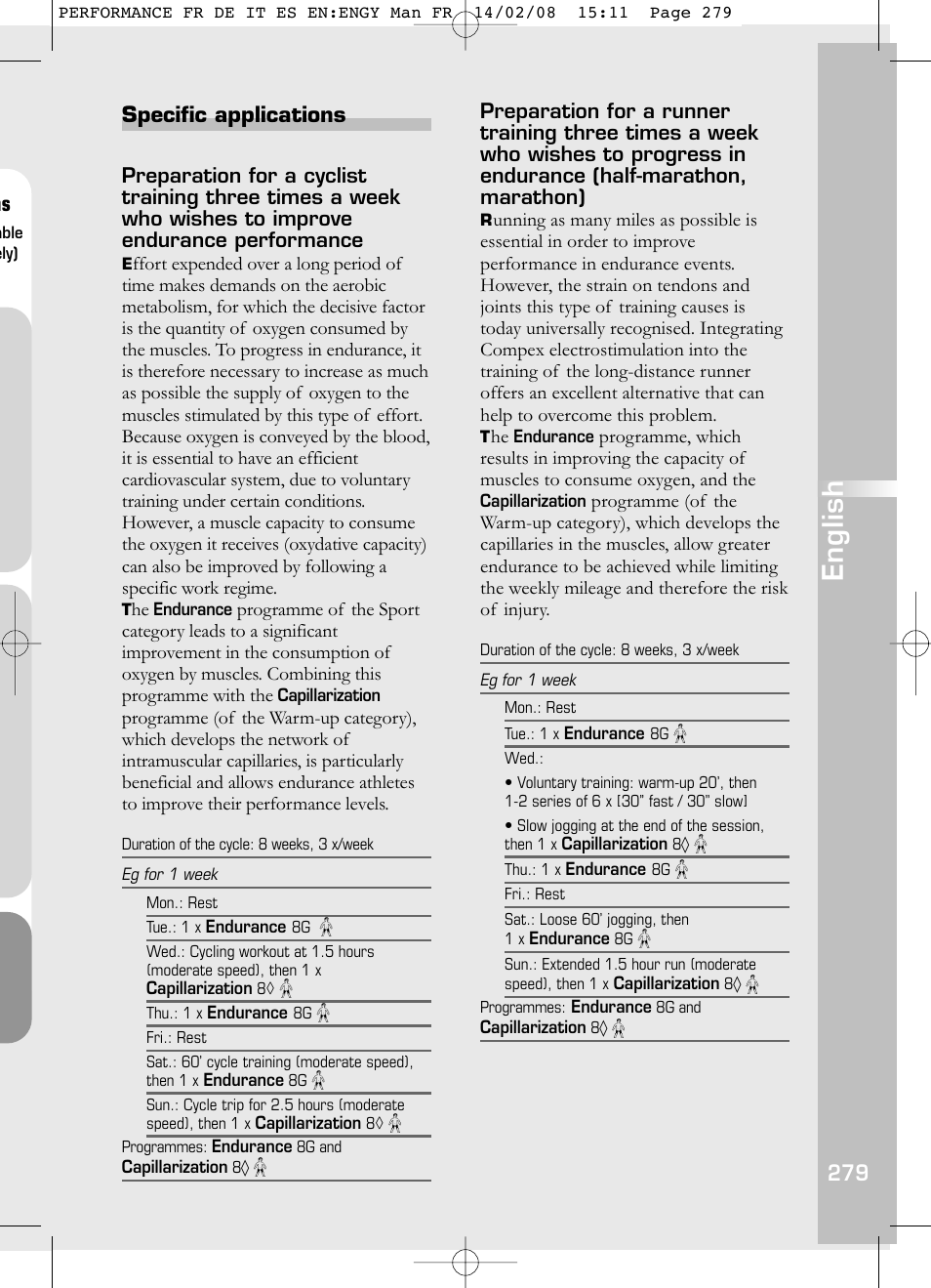 English, Specific applications | Compex Performance User Manual | Page 281 / 313